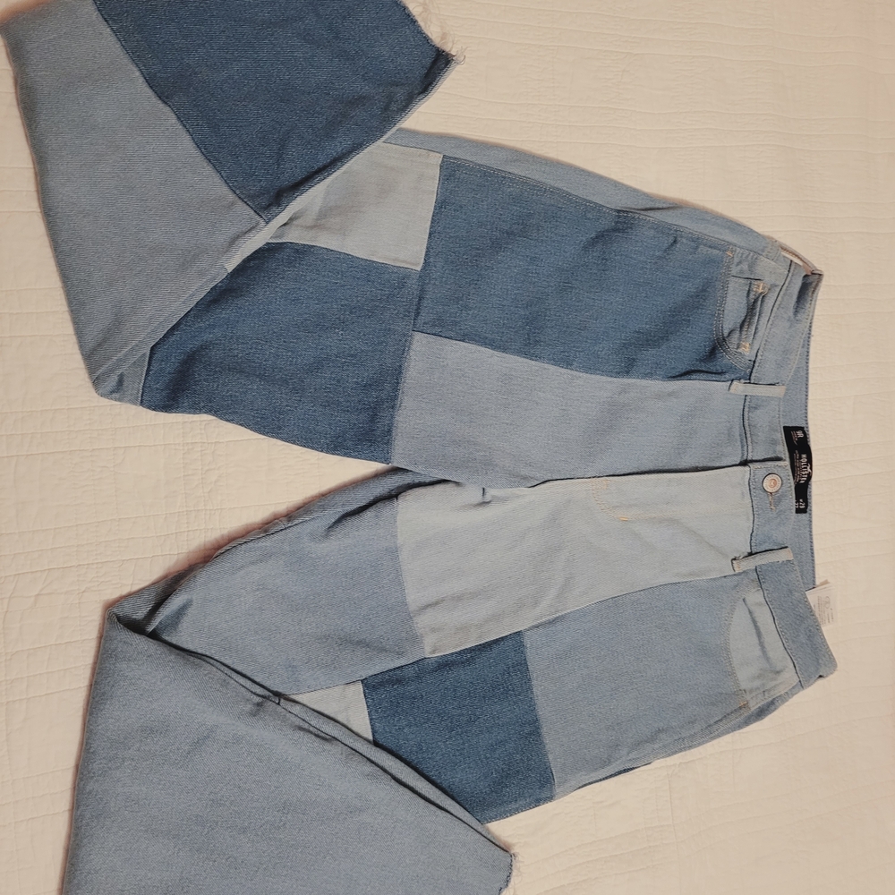 Hollister Blue Denim Jeans with Brown Patch